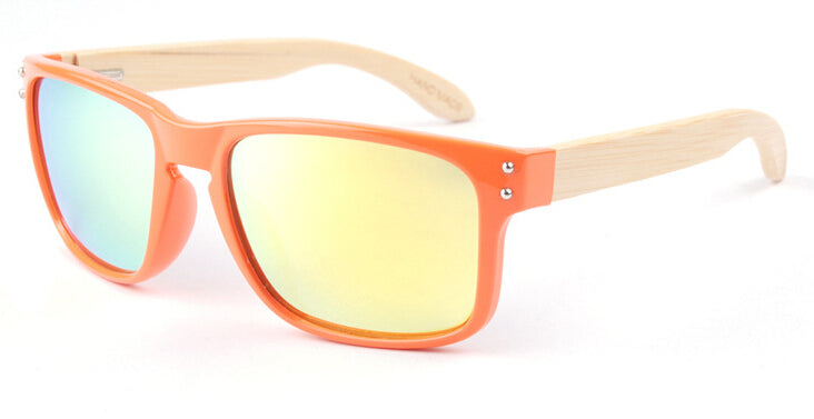 Wayfarer Women's Sunglasses With Orange Frames + Gold Mirror Lens - Bondi - Maybe Sunny