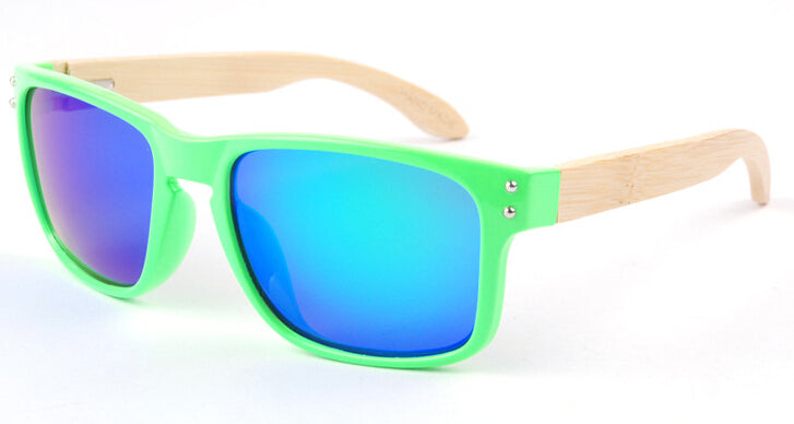 Wayfarer Women's Sunglasses With Green Frames + Azure Mirror Lens - Bondi - Maybe Sunny