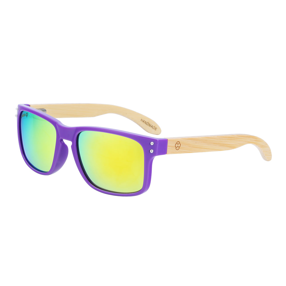Wayfarer Women's Sunglasses With Violet Frames Gold Mirror Lens Bondi Side